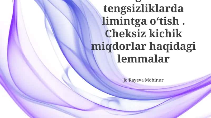 Infinitesimalning Lemma va Qo'llanilishi