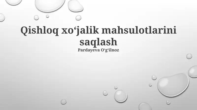 Qishloq xoʻjalik mahsulotlarini saqlash