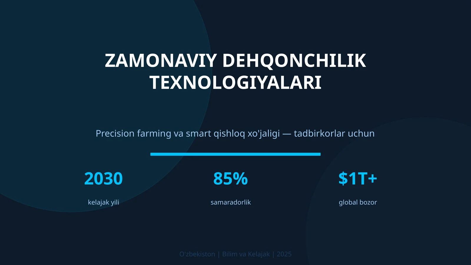 ZAMONAVIY DEHQONCHILIK TEXNOLOGIYALARI