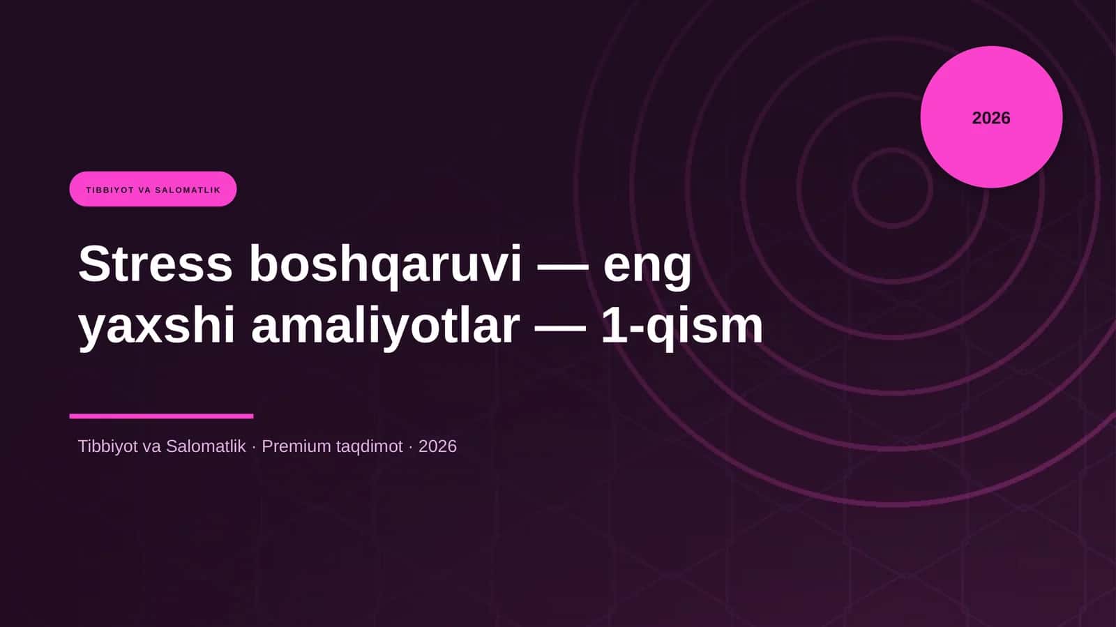 Stress boshqaruvi — eng yaxshi amaliyotlar — 1-qism