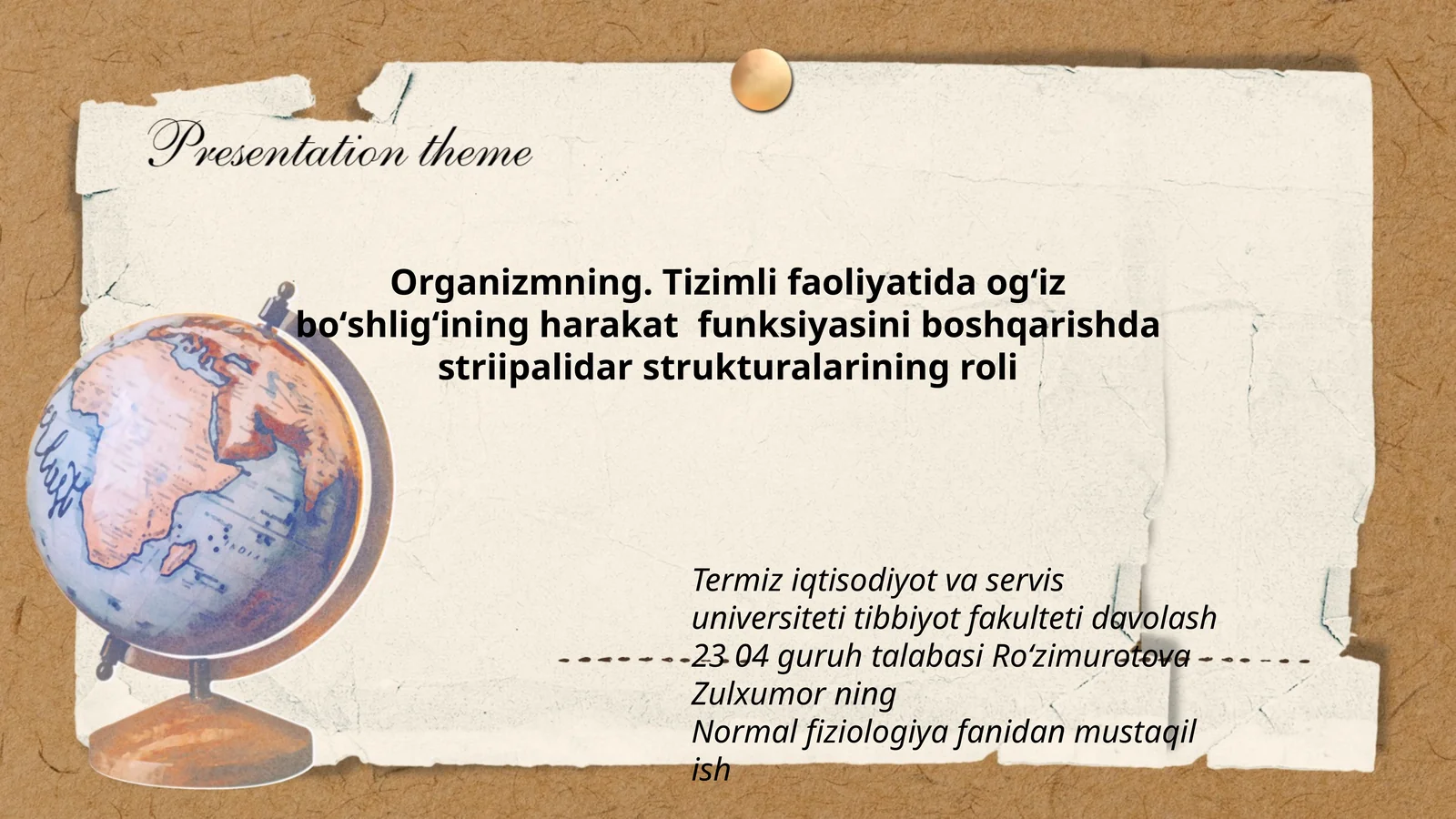 Normal fiziologiya fanidan mustaqil ish