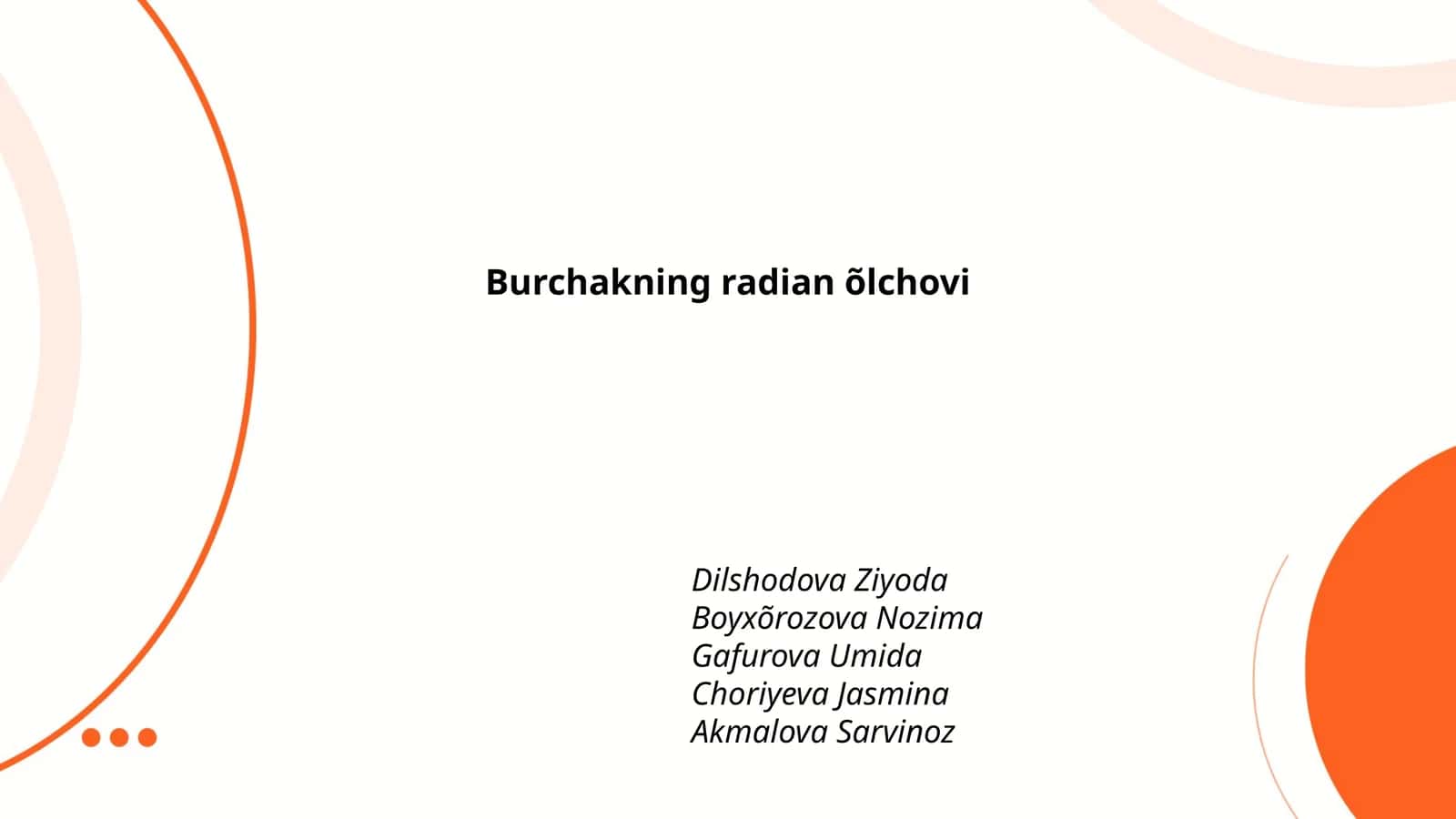 Burchakning radian õlchovi