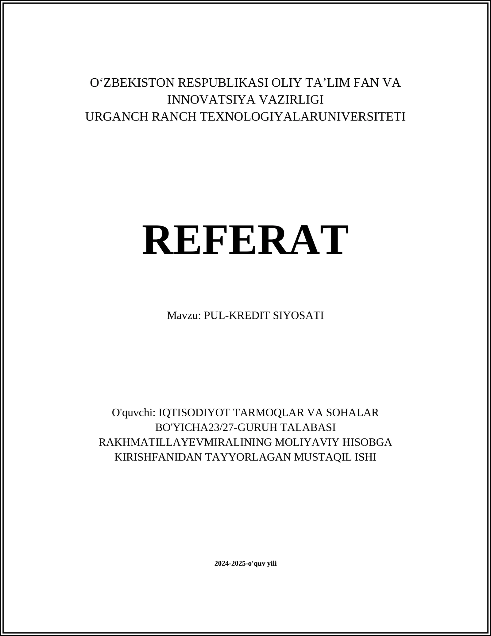 PUL-KREDIT SIYOSATI