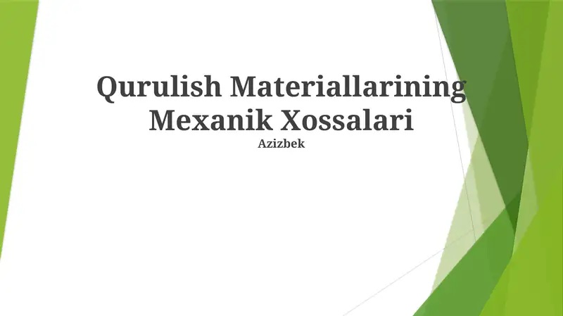Qurulish Materiallarining Mexanik Xossalari
