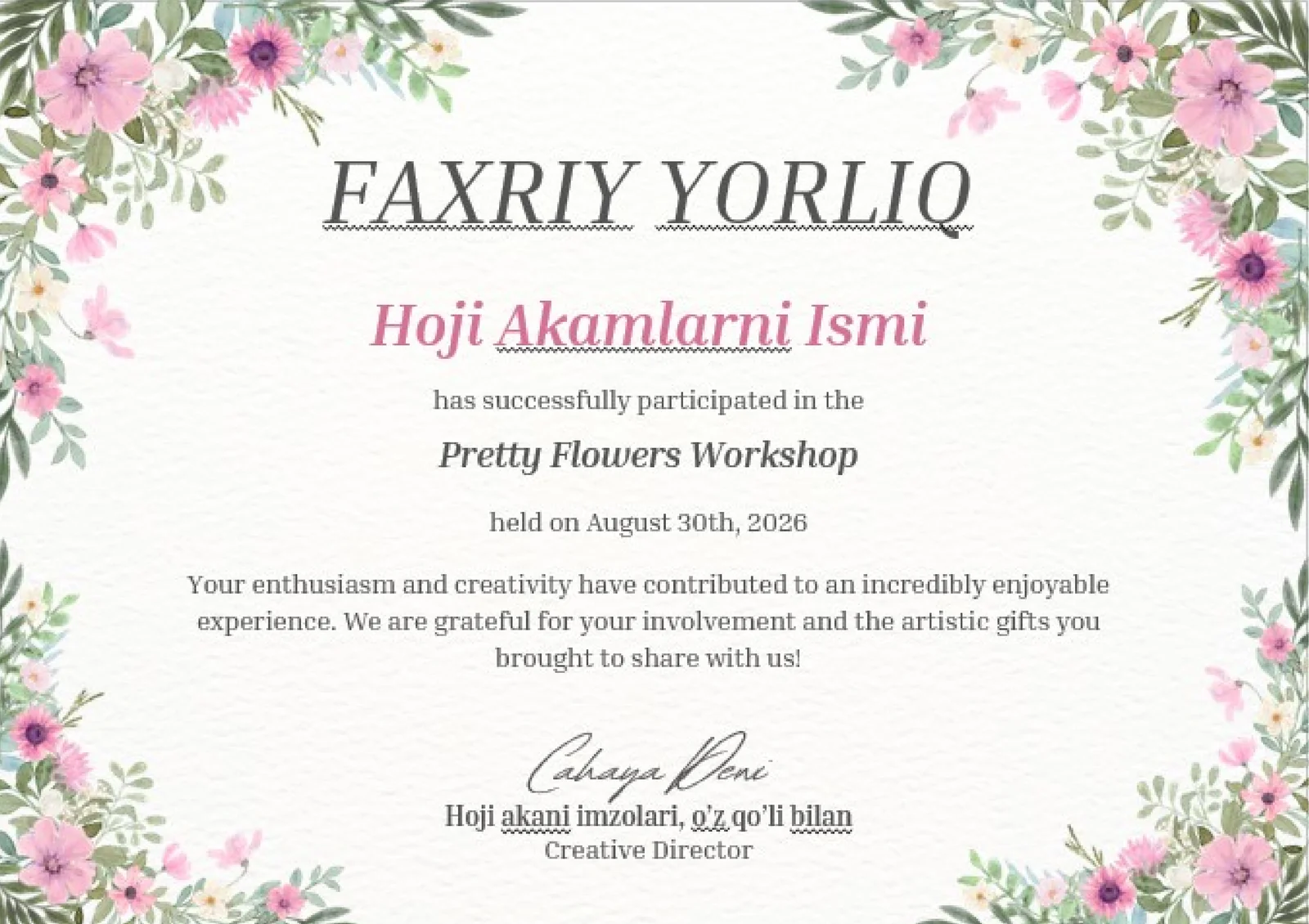 Faxriy yorliq