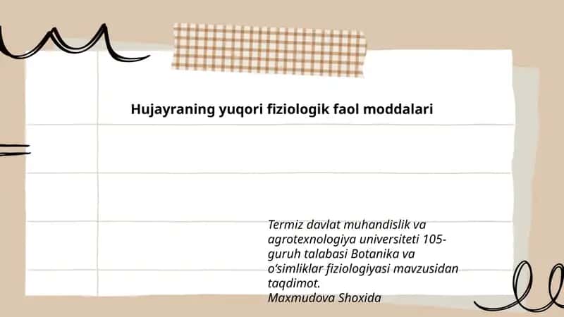 Hujayraning yuqori fiziologik faol moddalari
