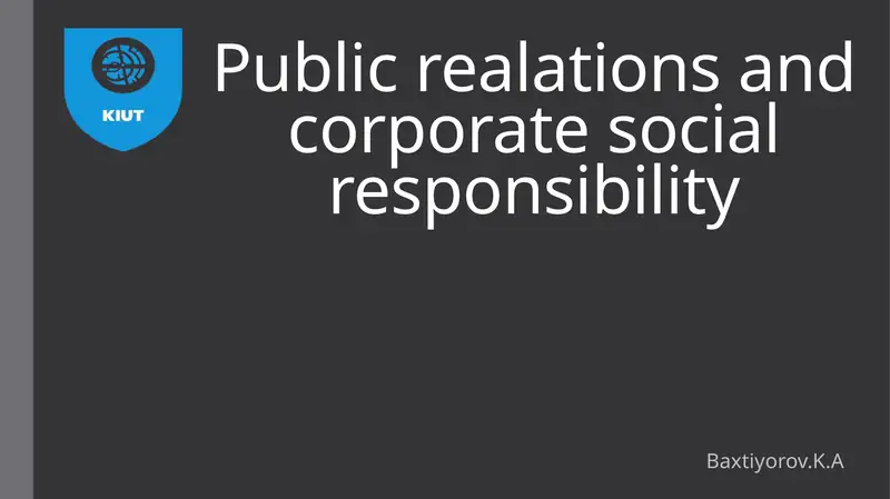 Publicrealationsand Corporate Social Responsibility