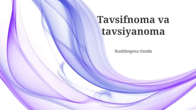 Tavsifnoma va tavsiyanoma
