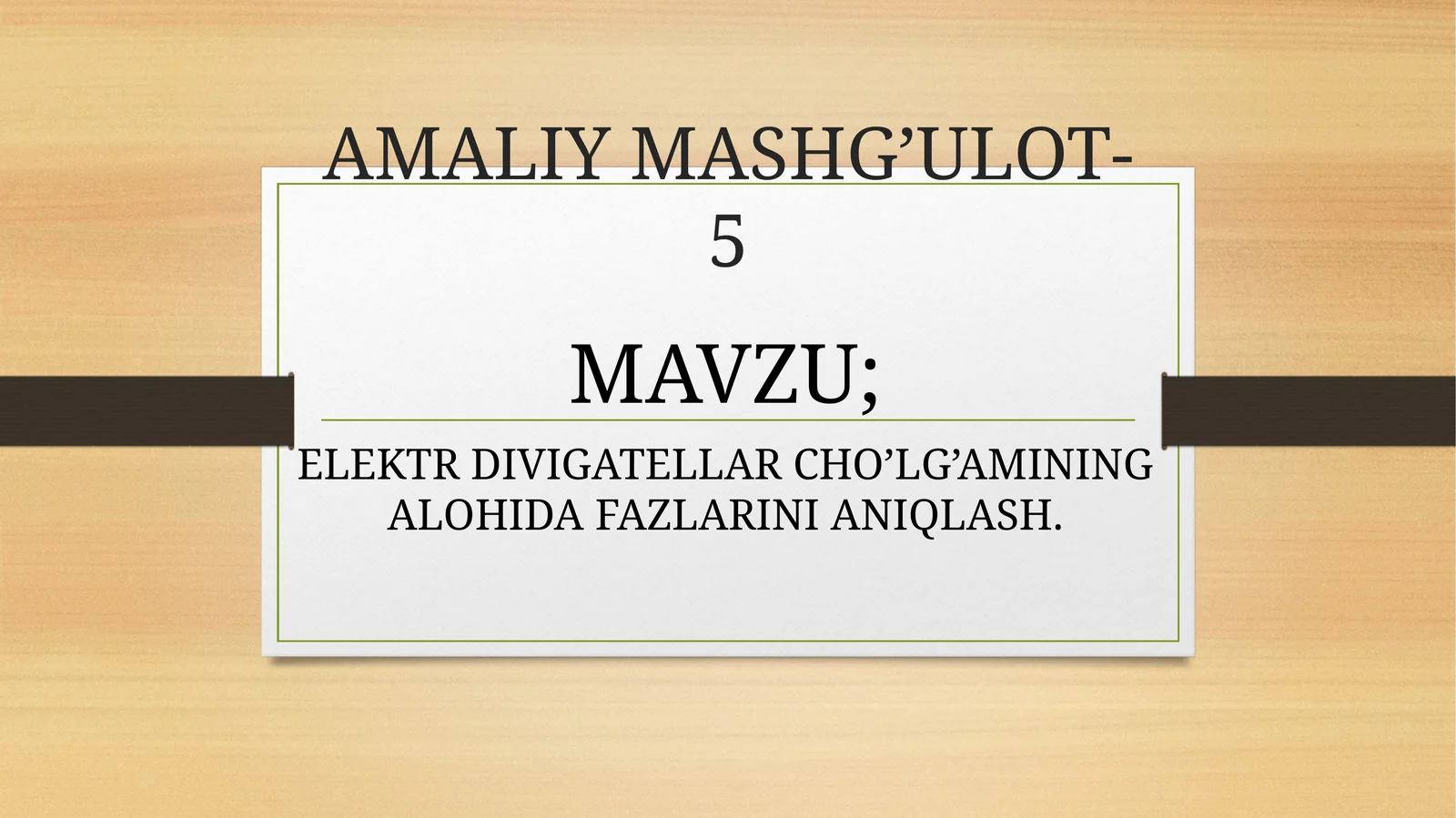 ELEKTR DIVIGATELLAR CHO’LG’AMINING ALOHIDA FAZLARINI ANIQLASH