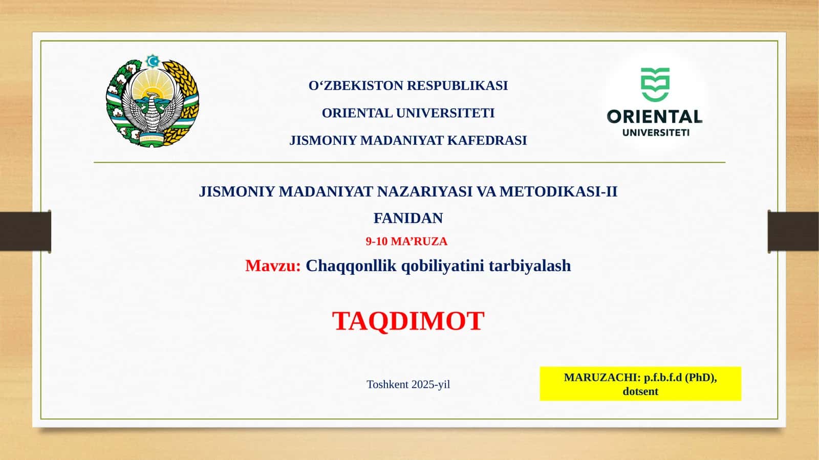 Chaqqonlik qobiliyatini tarbiyalash