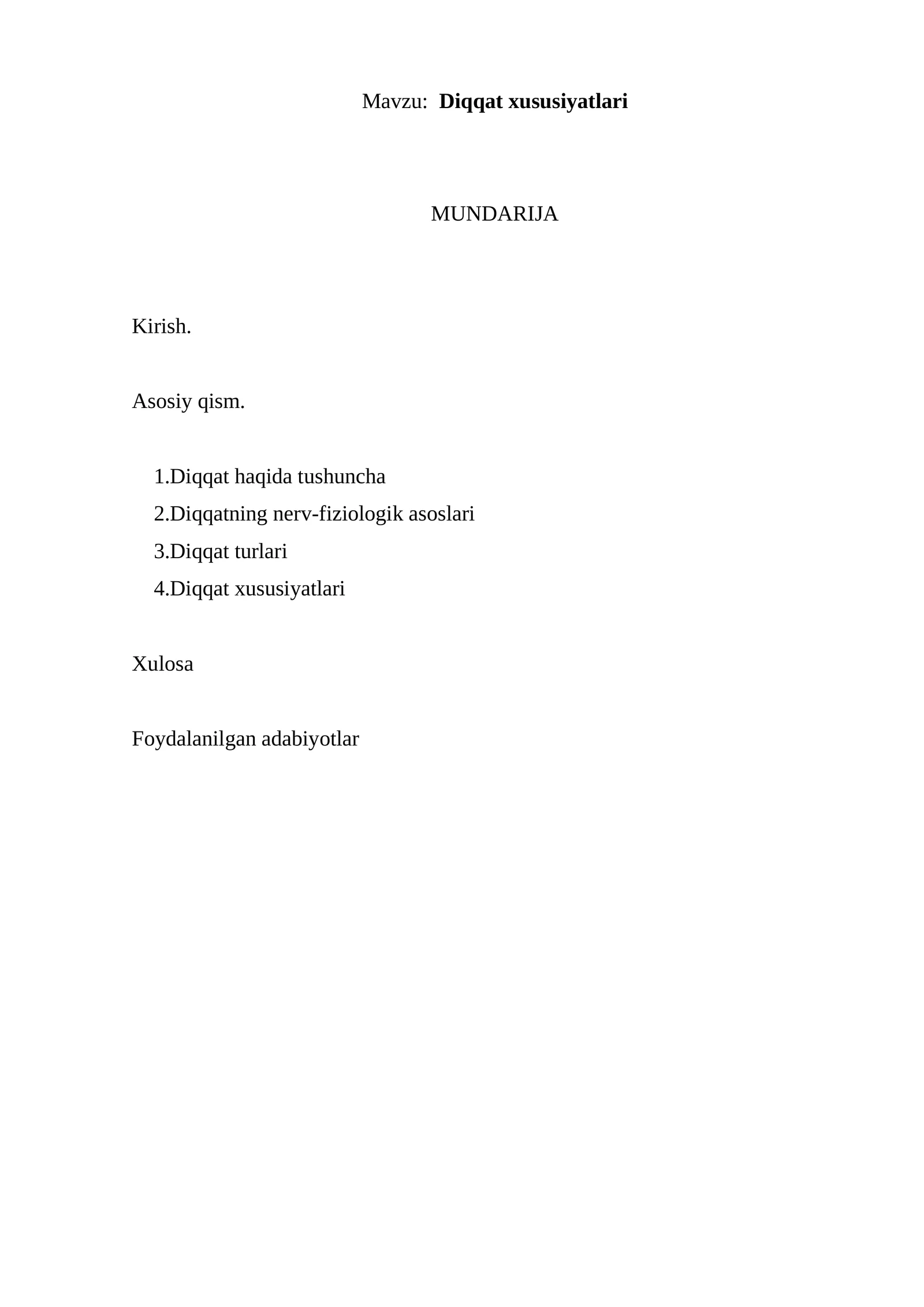 Diqqat xususiyatlari