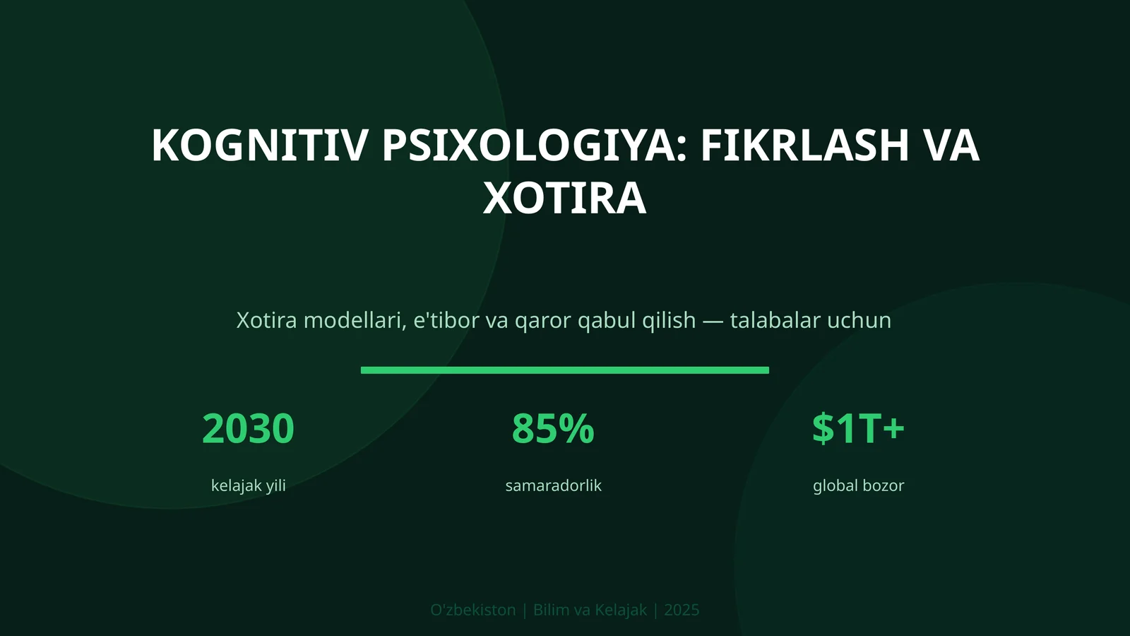 Kognitiv psixologiya: fikrlash va xotira