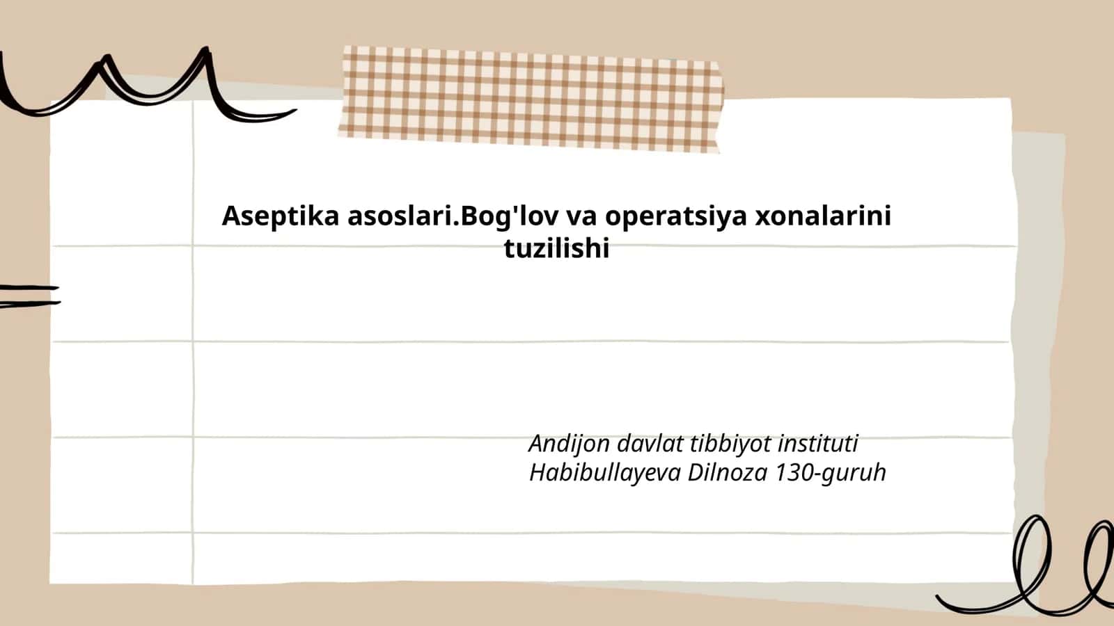 Aseptika asoslari.Bog'lov va operatsiya xonalarini tuzilishi