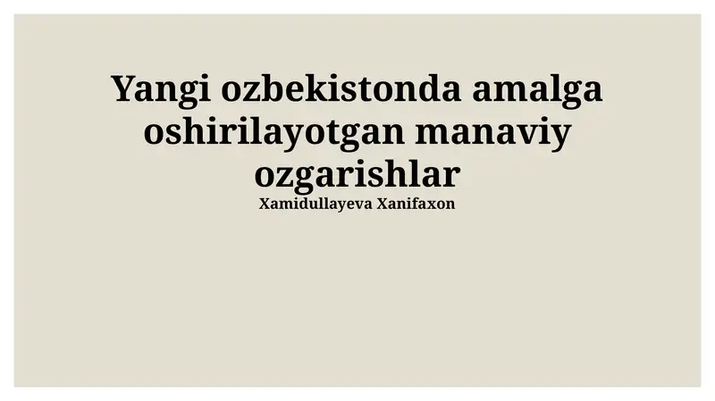 Ma'naviy yangilanishning asosiy yo'nalishlari
