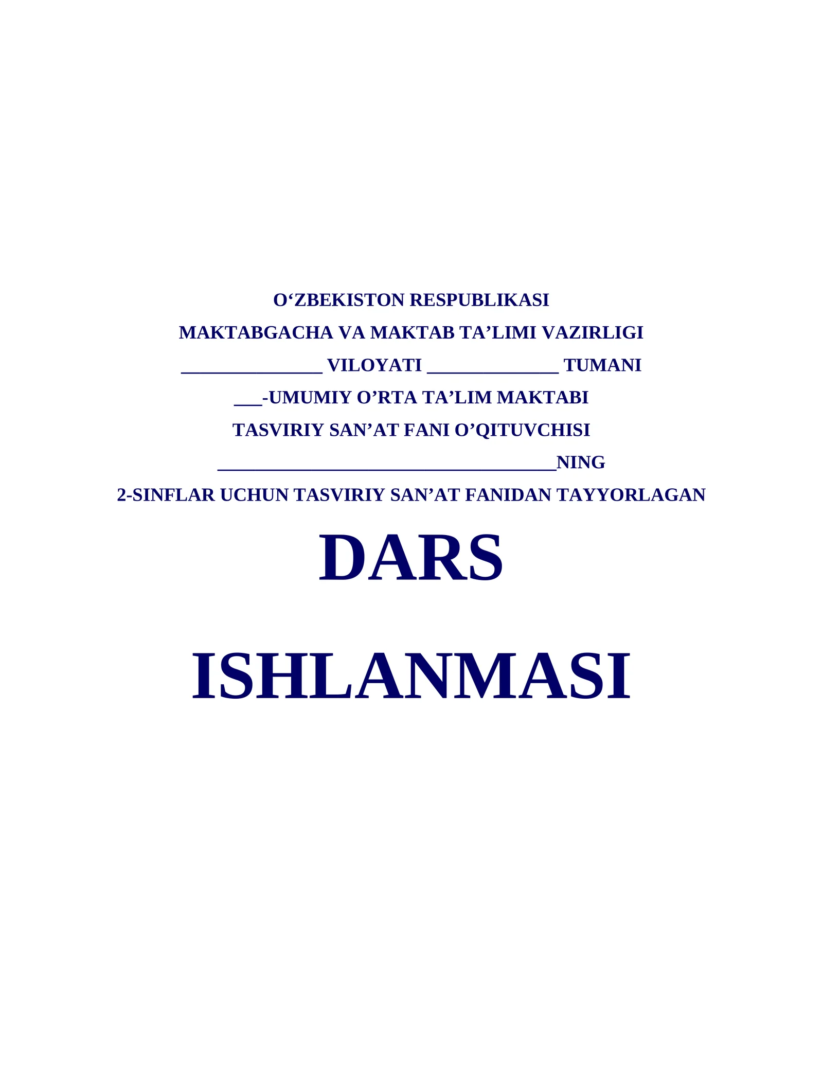 Barmoqlar bilan chizish dars ishlanmasi 2-sinf