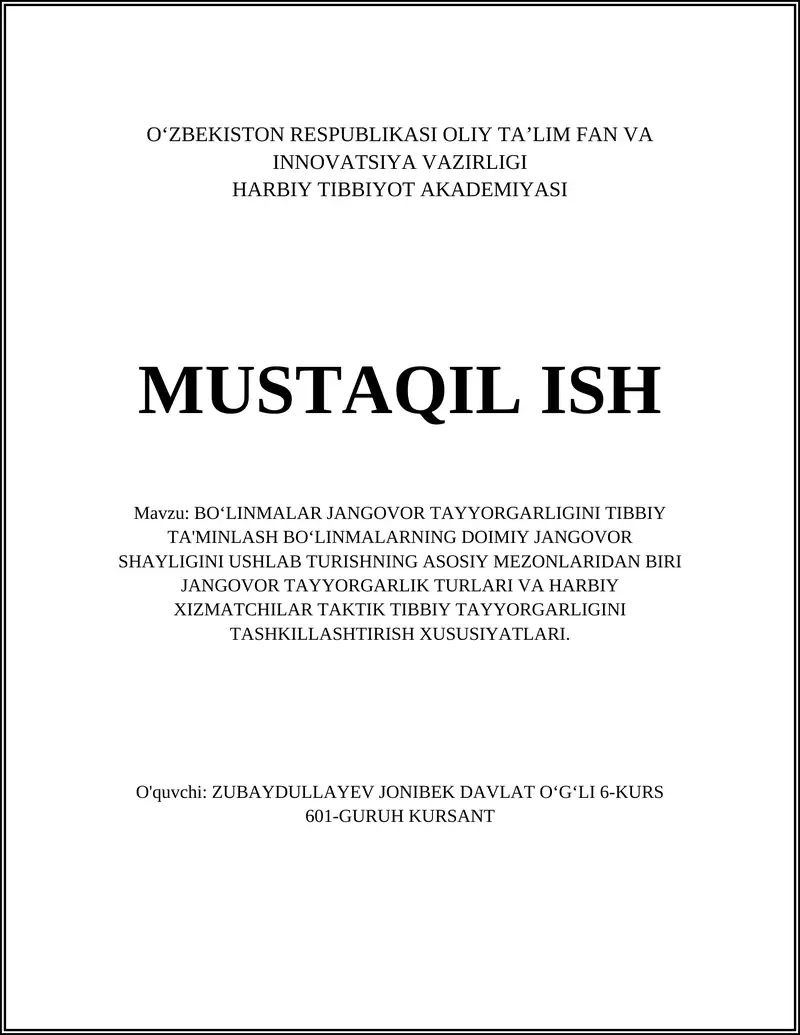Jangovor Tayyorgarlik Turlari