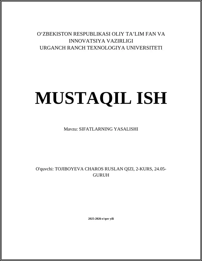 SIFATLARNING YASALISHI