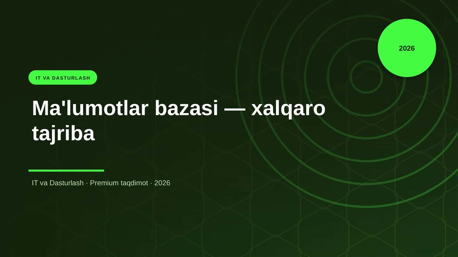 Ma'lumotlar bazasi — xalqaro tajriba