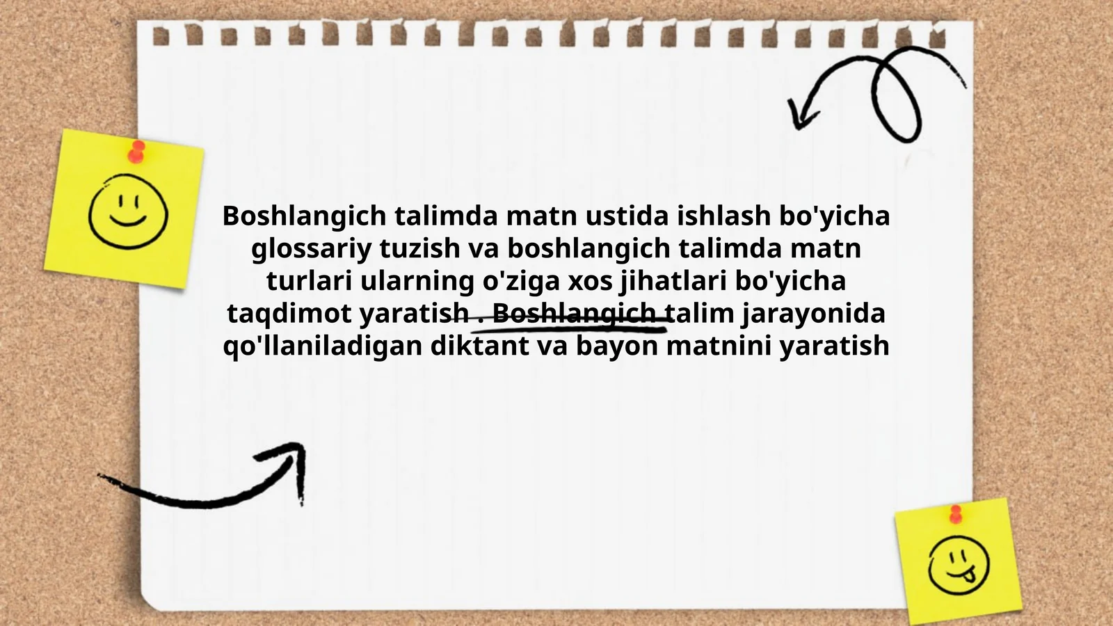 Boshlangich talimda matn ustida ishlash