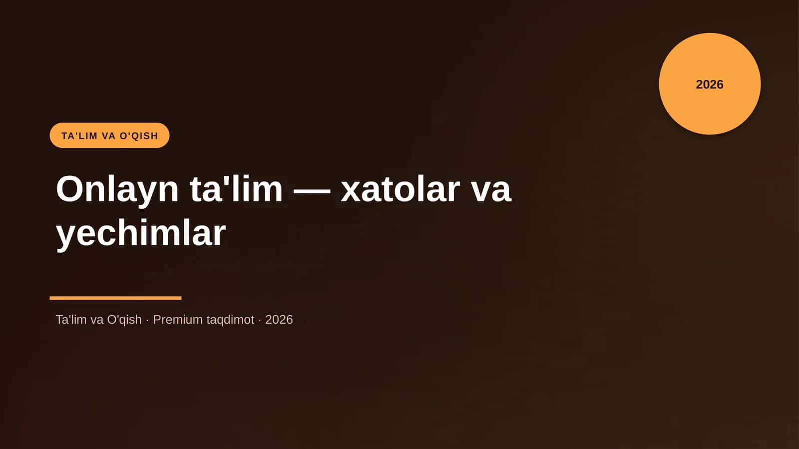 Onlayn ta'lim — xatolar va yechimlar
