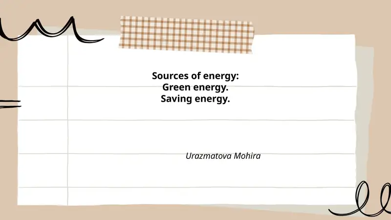 Sources of energy