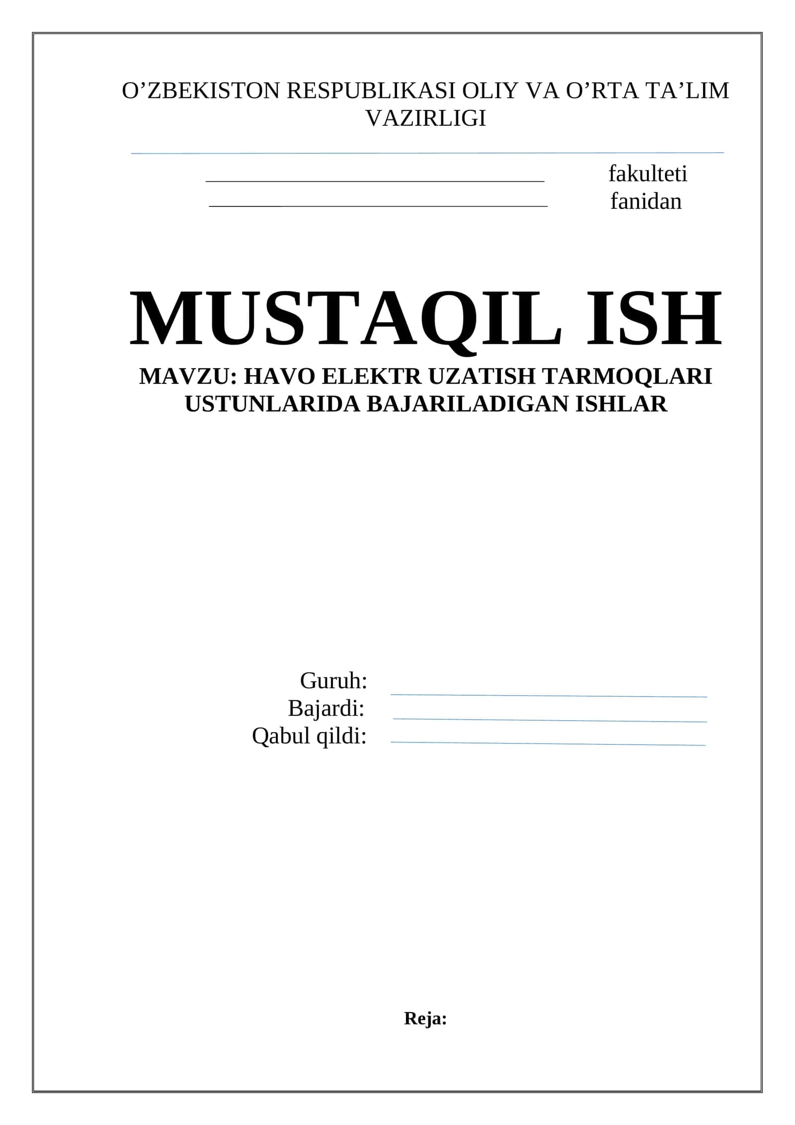 Havo elektr uzatish tarmoqlari ustunlarida bajariladigan ishlar