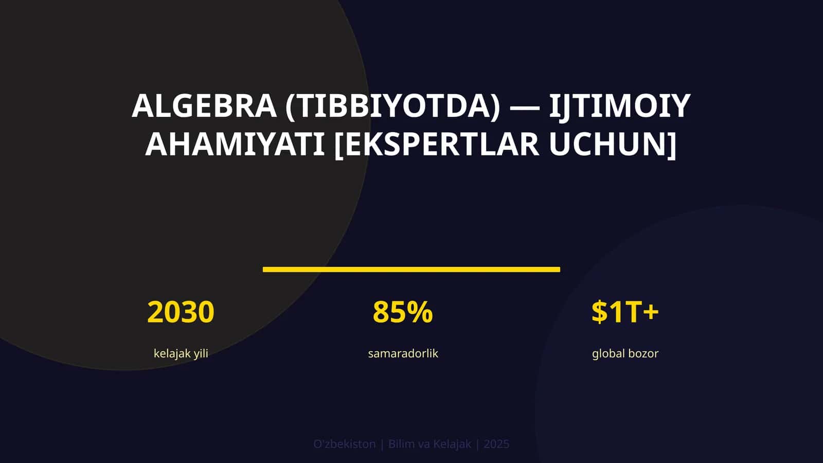 ALGEBRA (TIBBIYOTDA) — IJTIMOIY AHAMIYATI [EKSPERTLAR UCHUN]