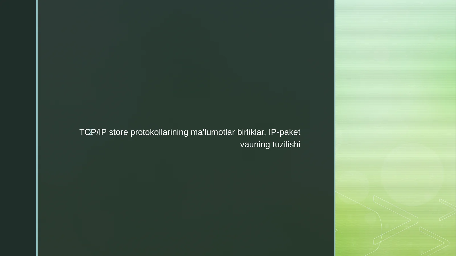 TCP/IP store protokollarining ma’lumotlar birliklar, IP-paket vauning tuzilishi