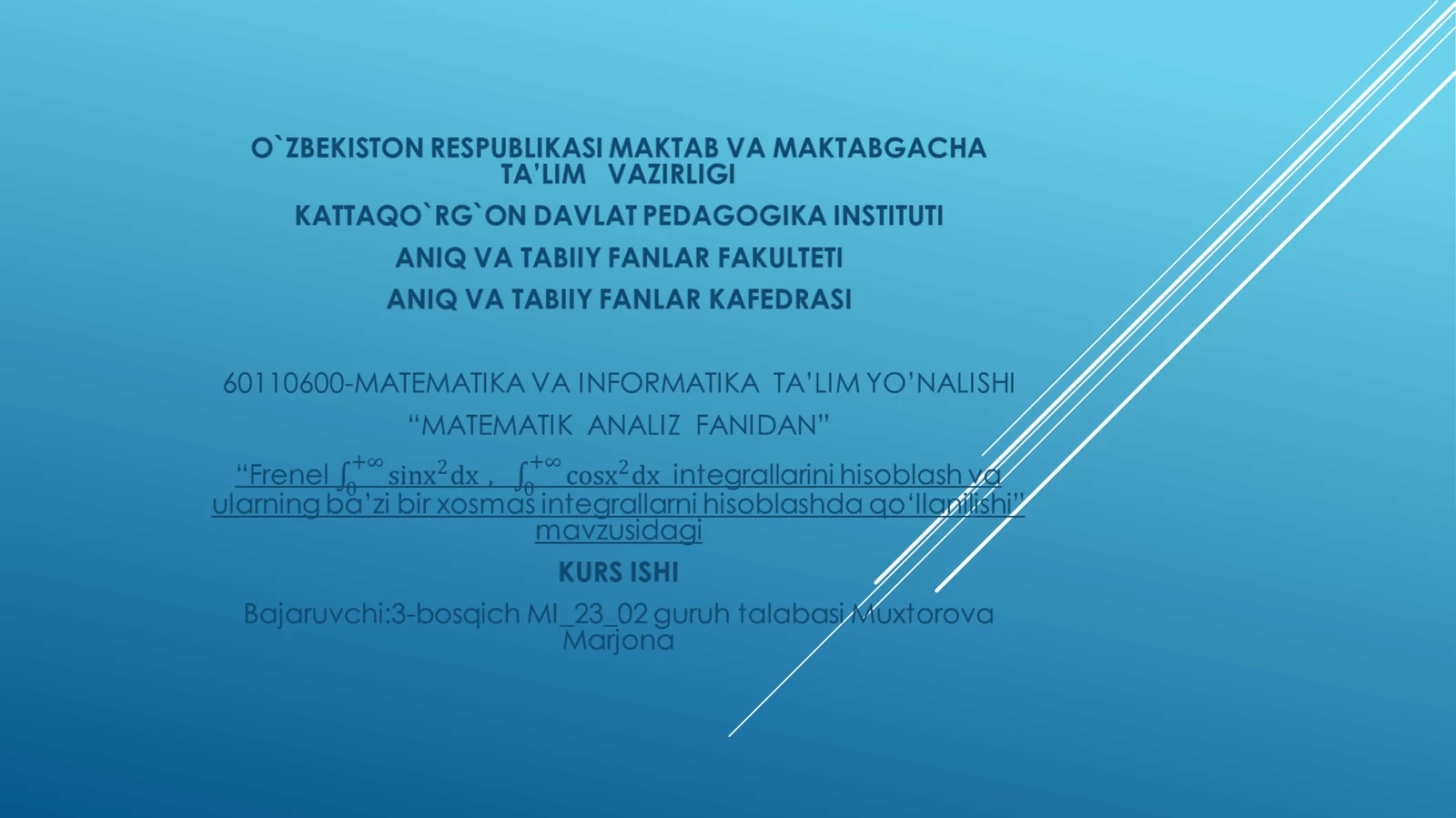 Xosmas integrallar nazariyasi