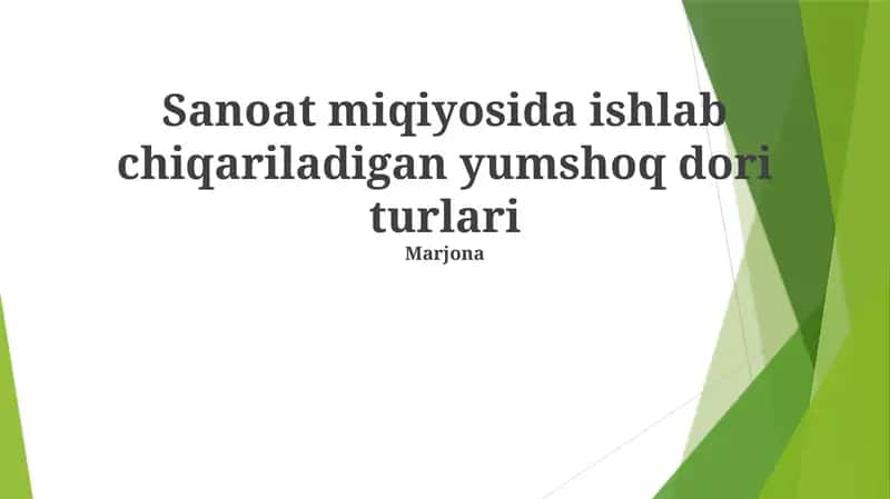 Yumshoq dori-darmon ishlab chiqarish jarayonlari va erituvchilar bilan xususiy foydalanish uchun ma'lumotlar