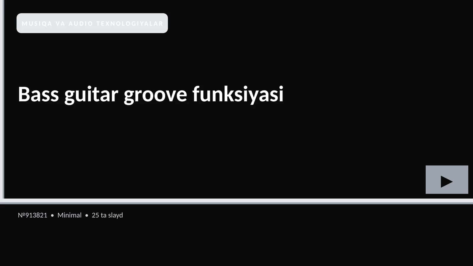 MUSIQA VA AUDIO TEXNOLOGIYALAR