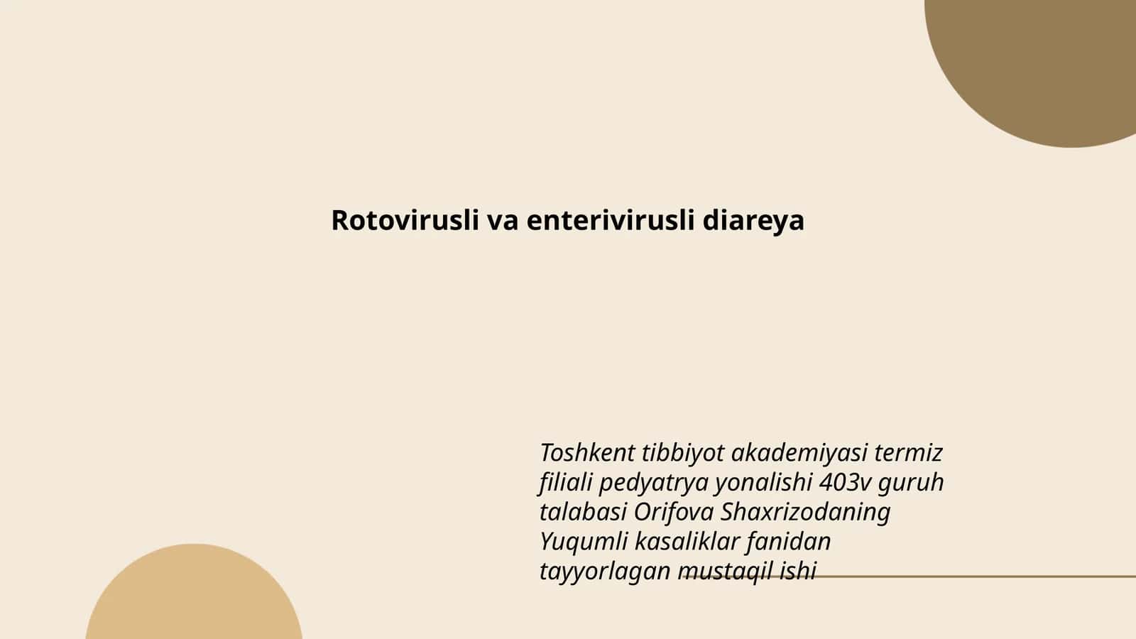 Rotovirusli va enterivirusli diareya