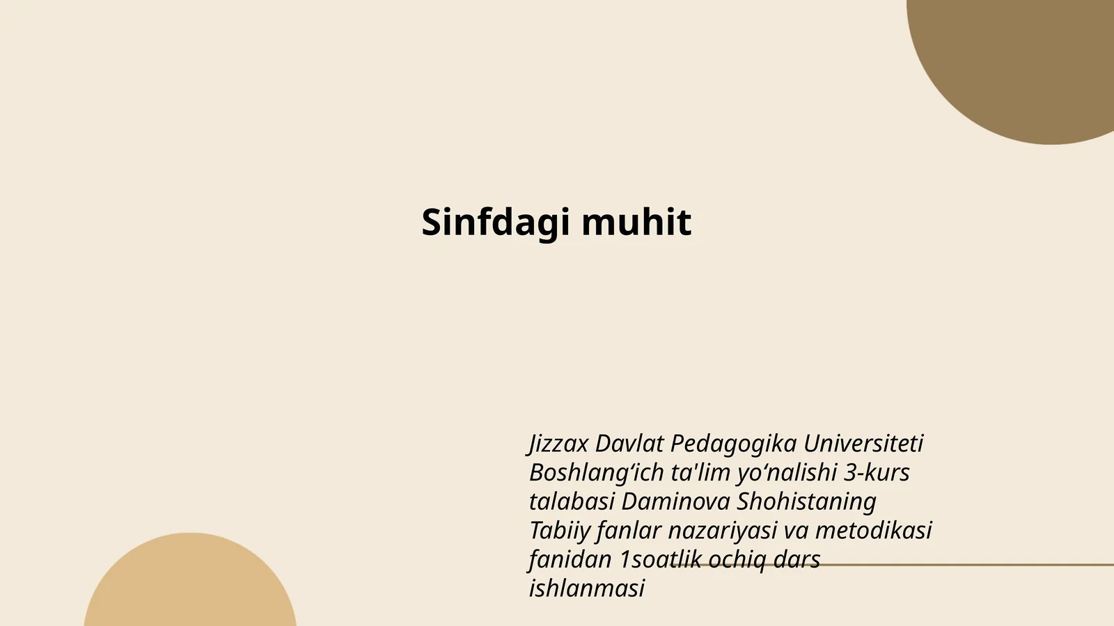 Tabiiy fanlar nazariyasi va metodikasi ochiq dars ishlanmasi