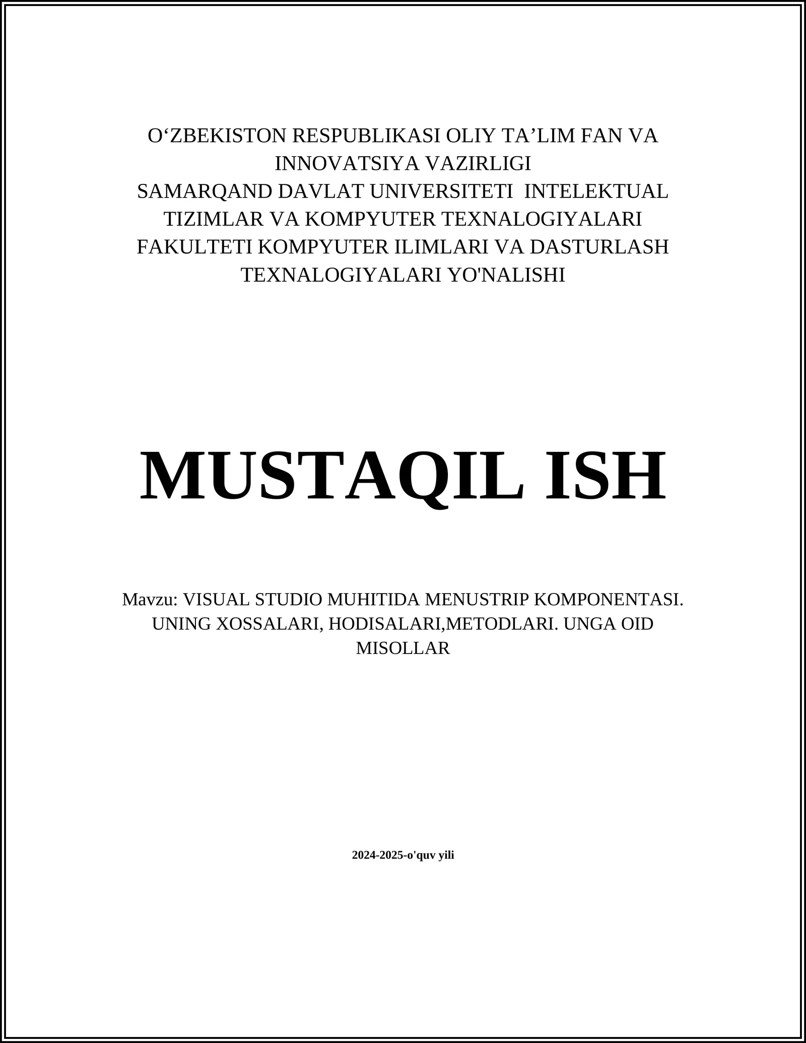 VISUAL STUDIO MUHITIDA MENUSTRIP KOMPONENTASI