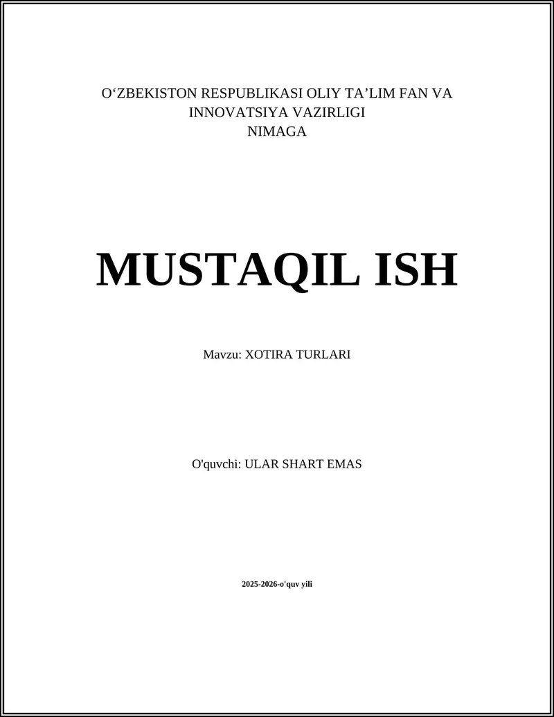 Xotira turlari