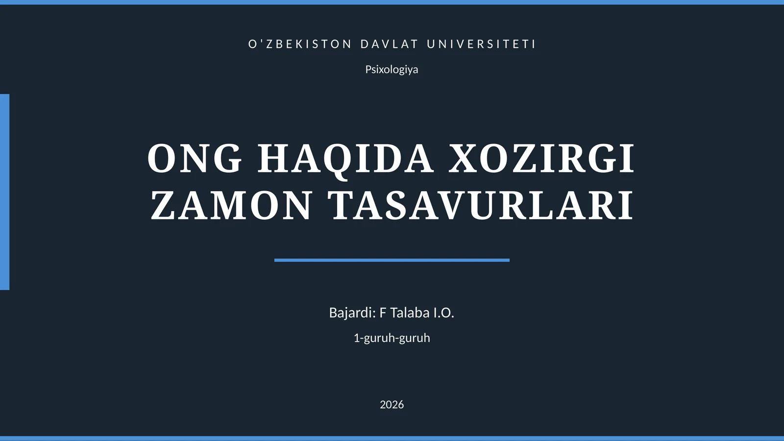 ONG HAQIDA XOZIRGI ZAMON TASAVURLARI