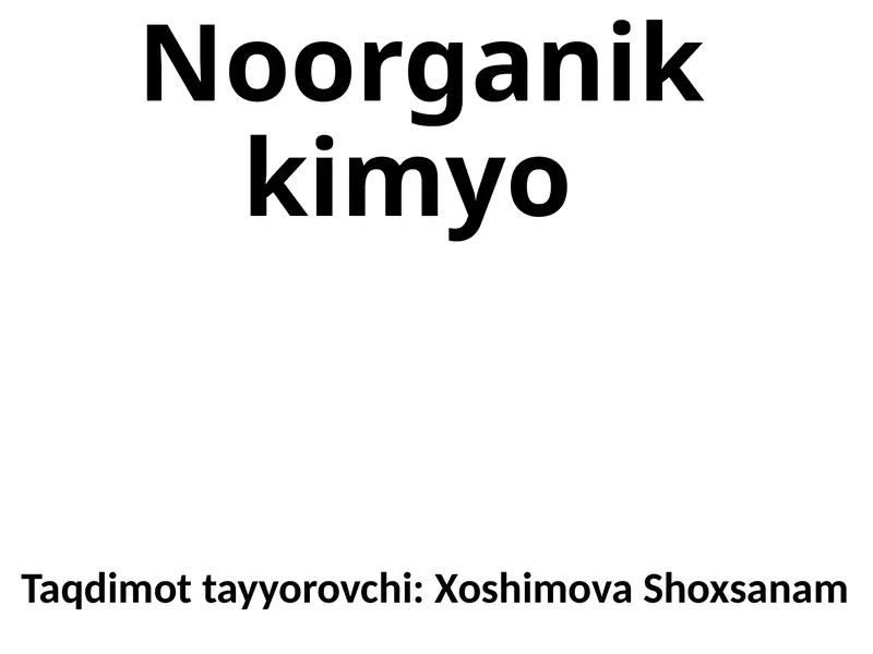 Noorganik kimyo