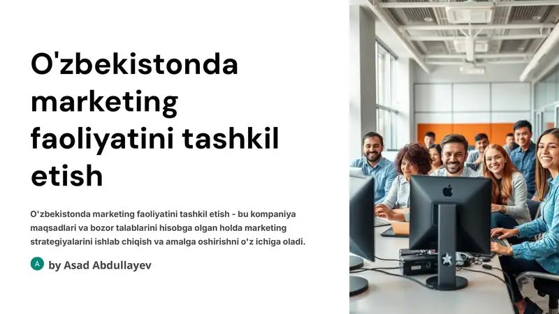 O'zbekistonda marketing faoliyatini tashkil etish