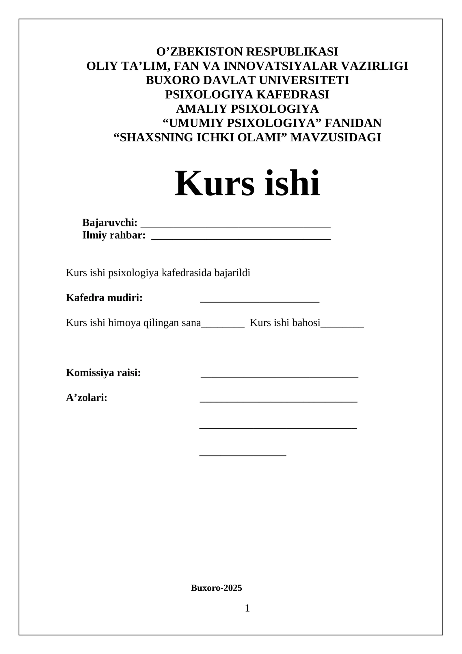 SHaxsning ichki olami