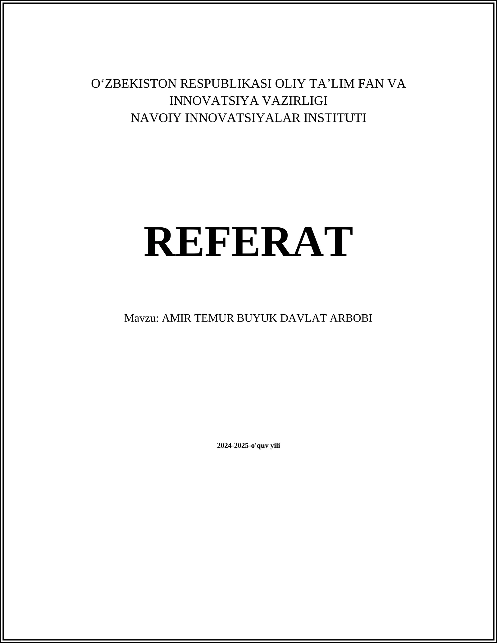 Amir Temur Buyuk Davlat Arbobi