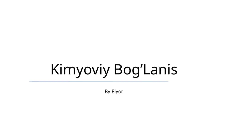 Kimyoviy Bog’Lanis
