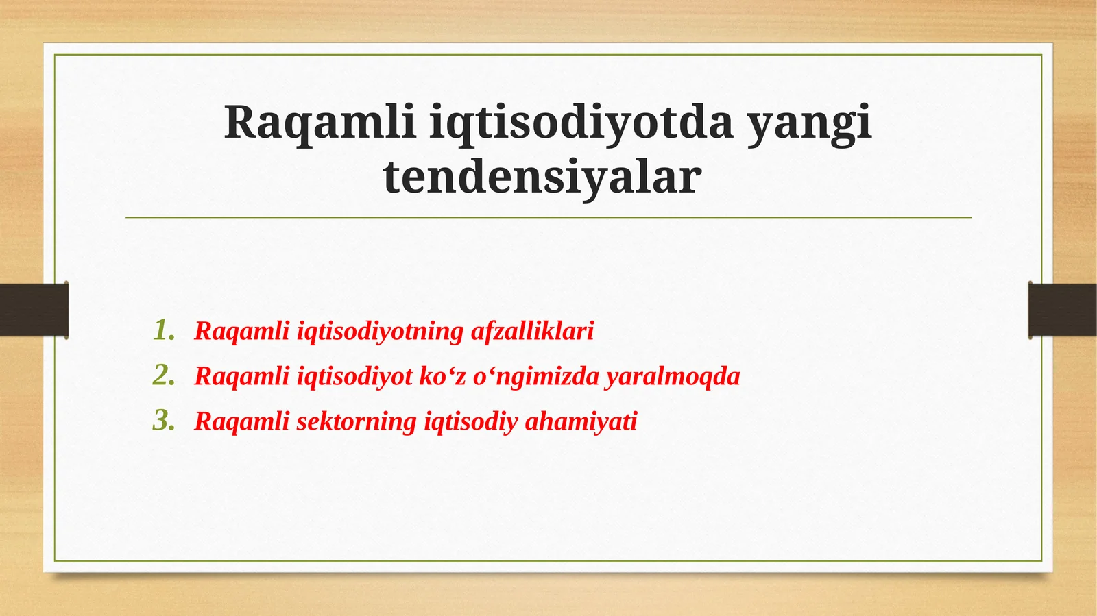 Raqamli iqtisodiyotda yangi tendensiyalar