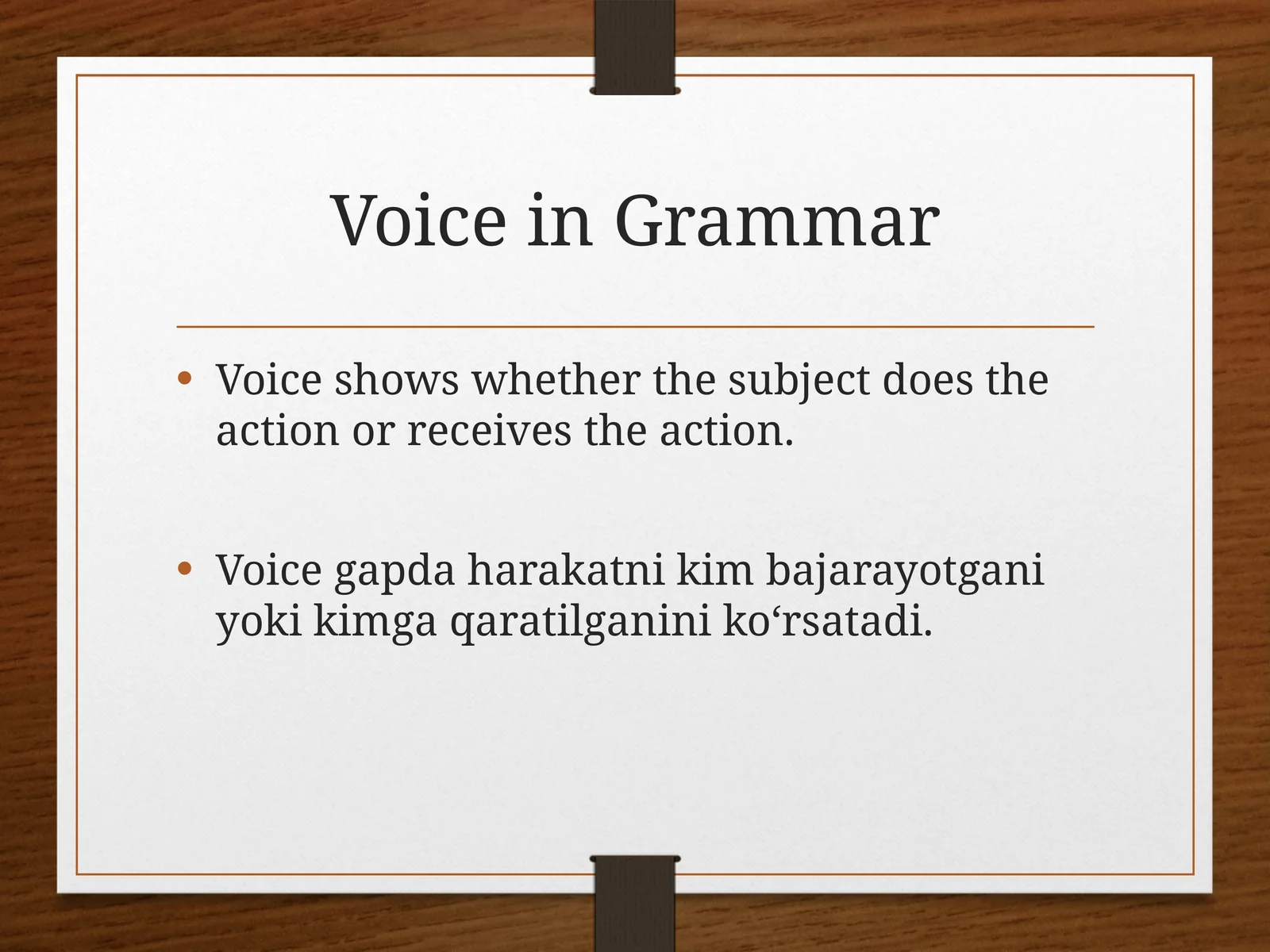 Voice in Grammar