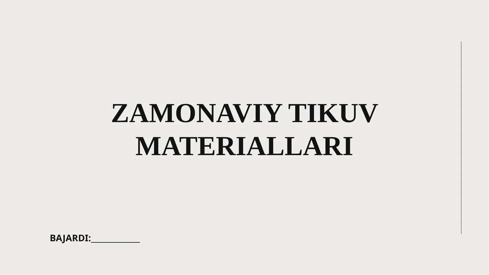 Zamonaviy Tikuv Materiallari