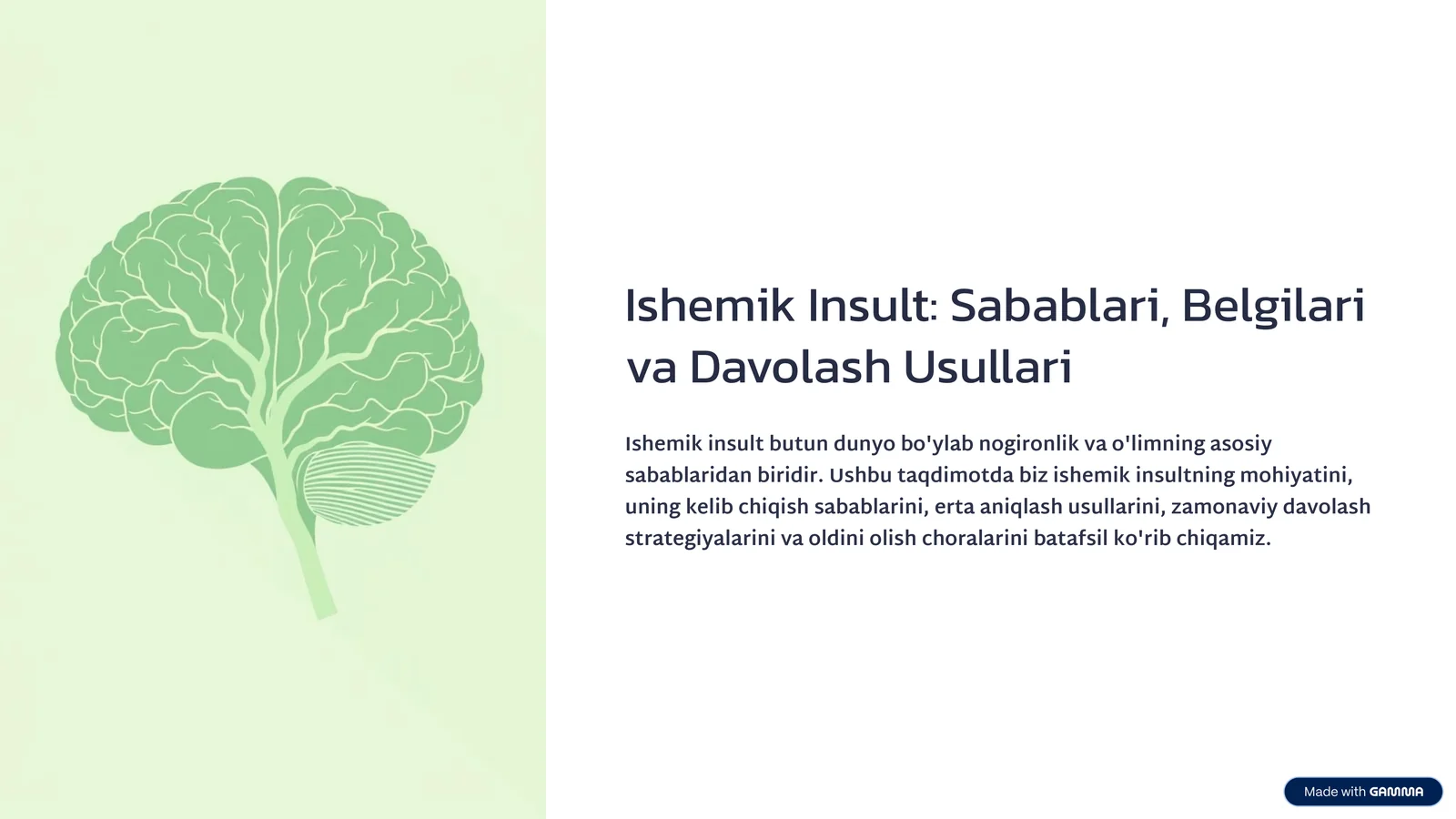 Ishemik Insult: Sabablari, Belgilari va Davolash Usullari