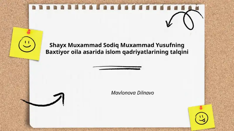 Shayx Muxammad Sodiq Muxammad Yusufning Baxtiyor oila asarida islom qadriyatlarining talqini