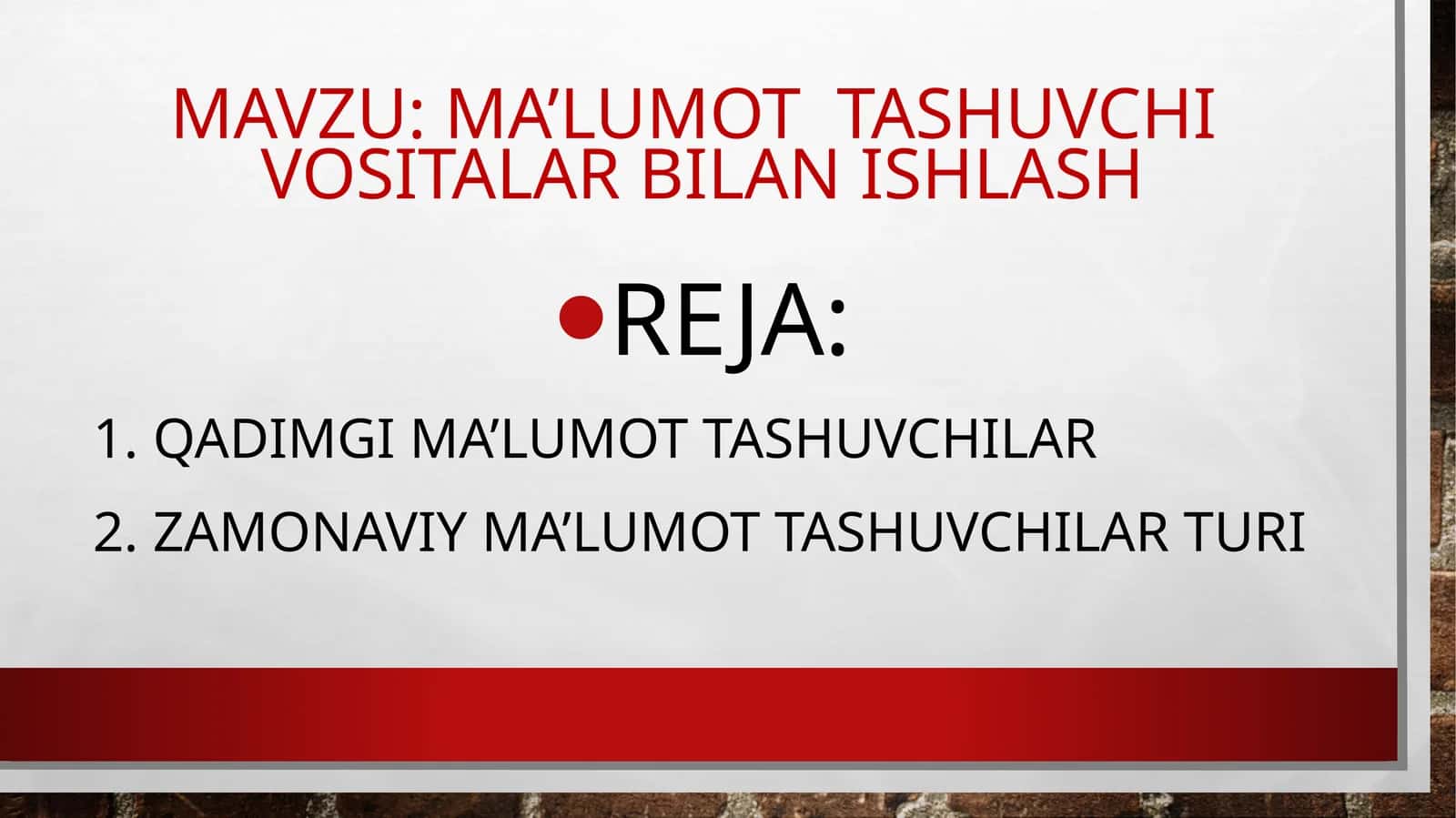 Ma'lumot tashuvchi vositalar bilan ishlash