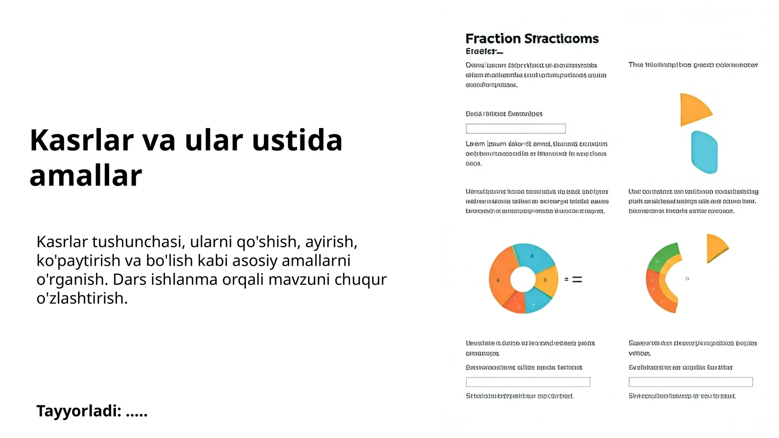 Kasrlar va ular ustida amallar