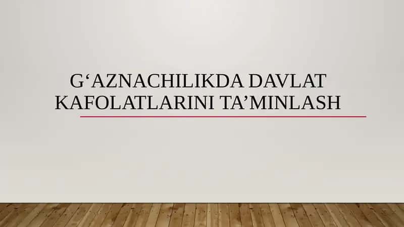 G‘aznachilikda davlat kafolatlarini ta’minlash