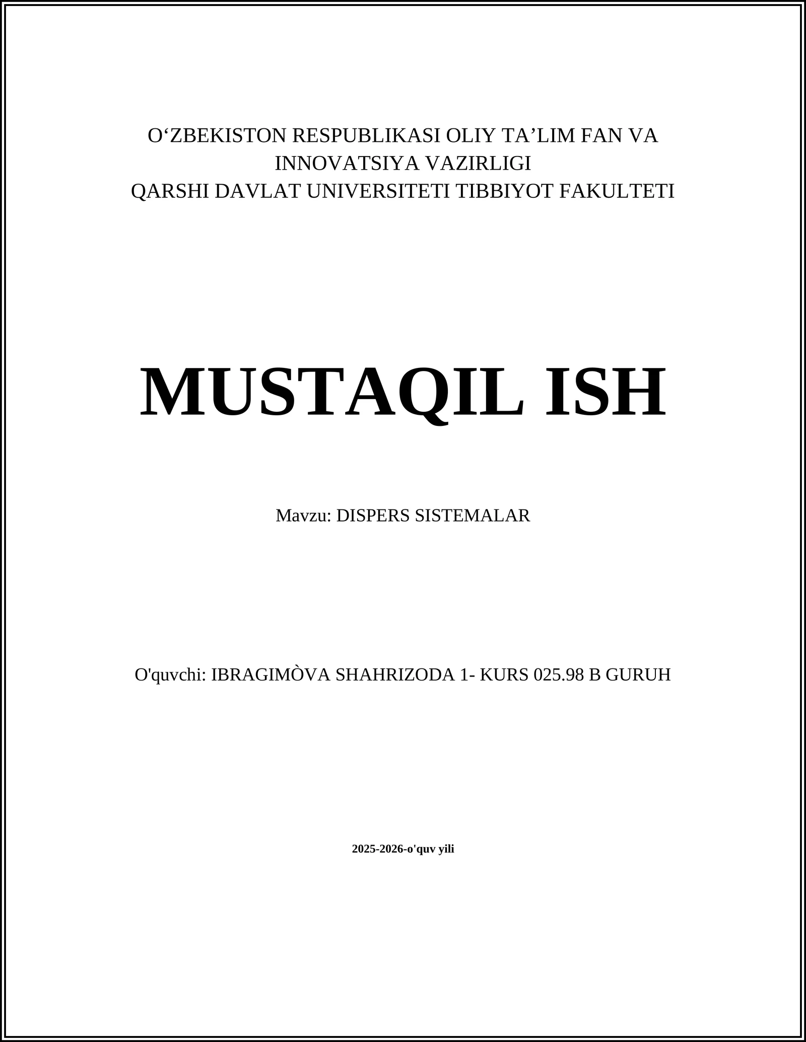 DISPERS SISTEMALAR
